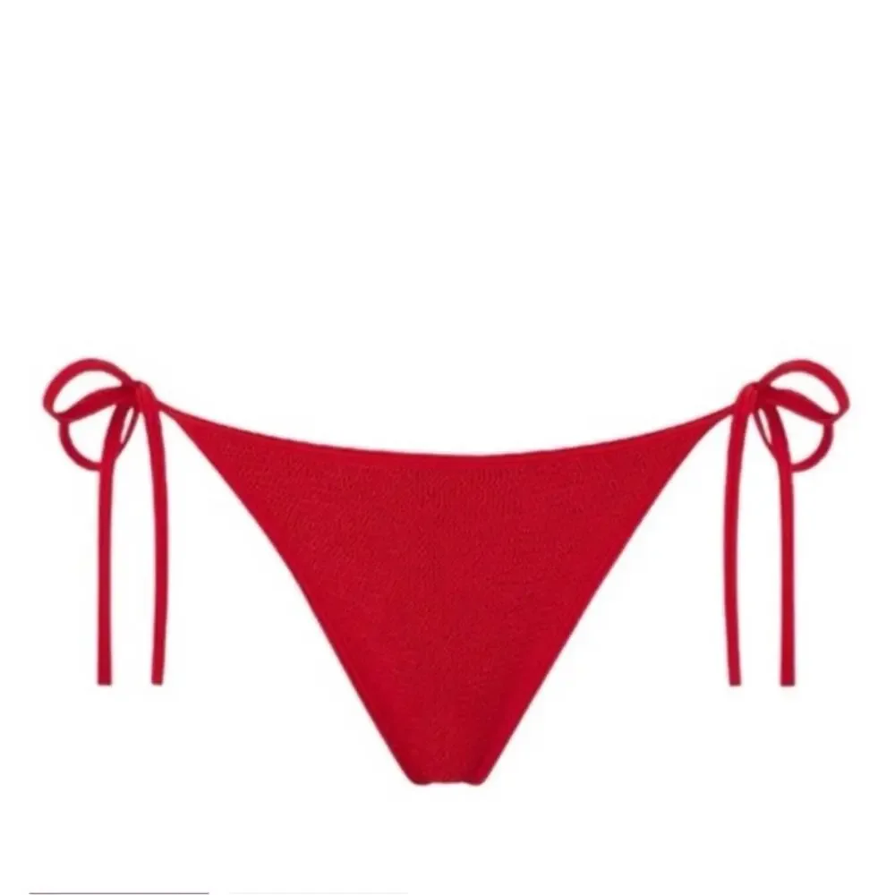 Hunza G Gina Red String Bikini Scrunch Bottoms One Size